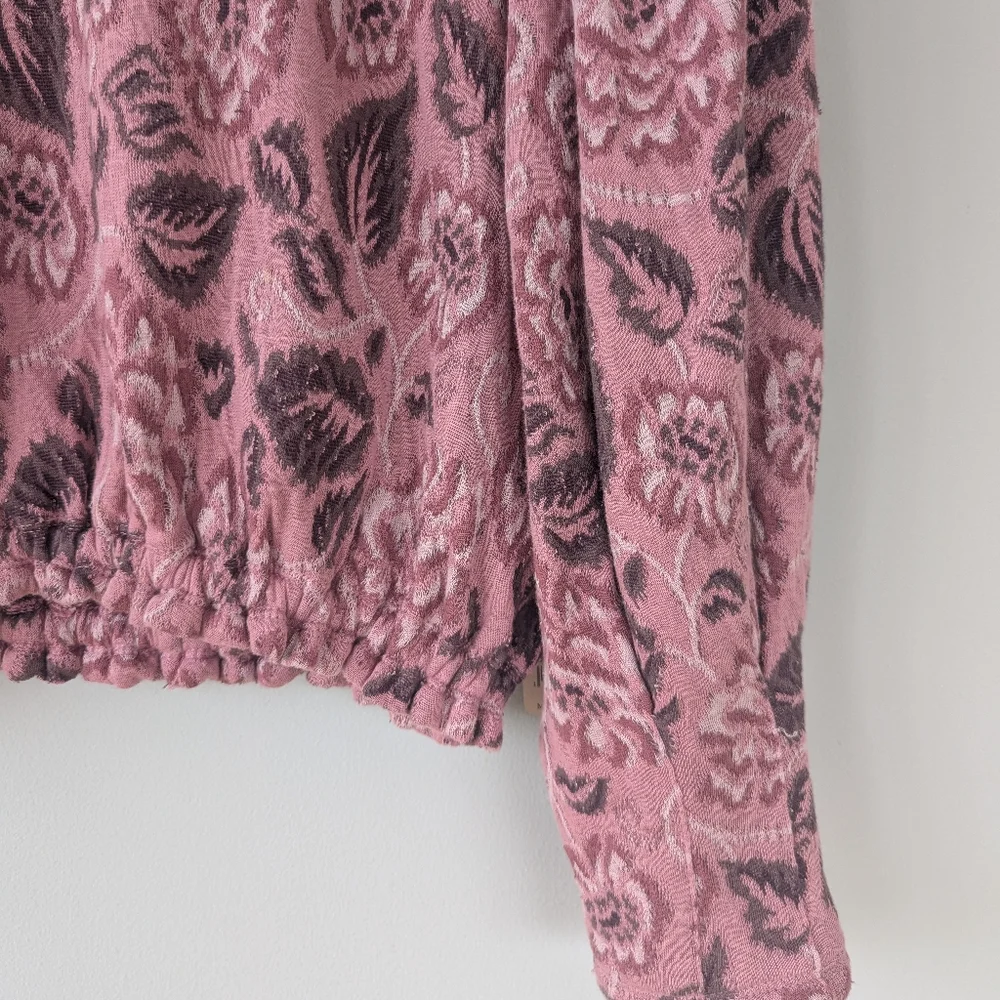 NWT Free People Jaquard Dusty Rose Floral Print Open Back Top - Picture 9 of 16